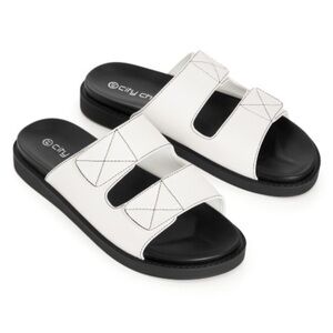 CITY CHIC WIDE FIT 11W & 12W NIB White Sandy Stitch Slide SH.12